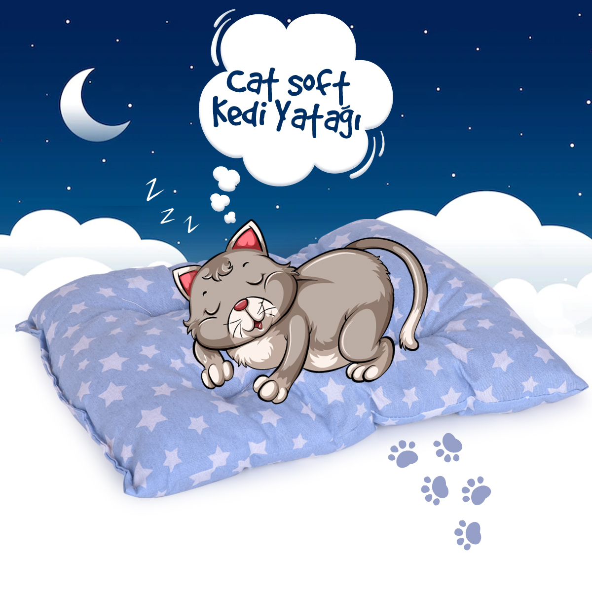 Catsoft Yumuşak Dekoratif Renkli Kedi Yatağı